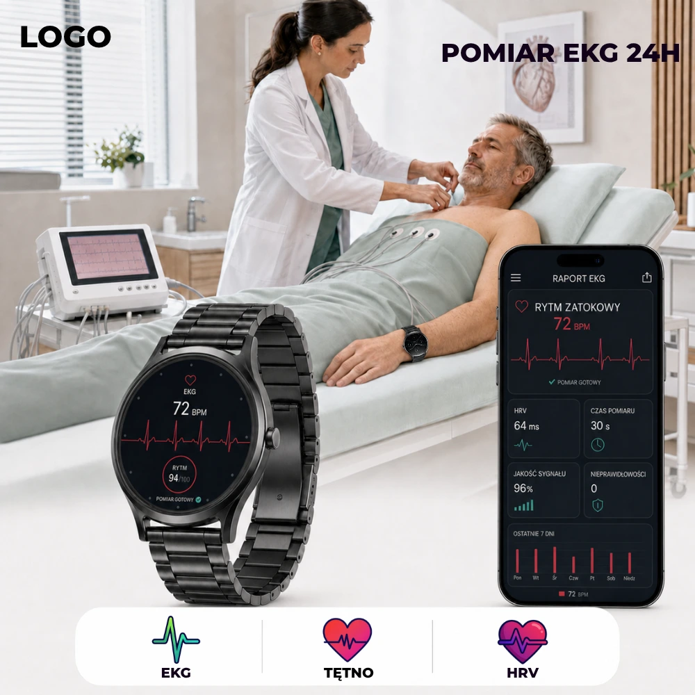 Grafika funkcjonalna kardiowatcha: pomiar EKG
